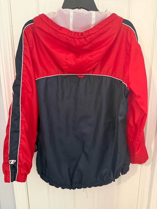 Red and Navy Colorblock Windbreaker Jacket - Picture 3 of 4
